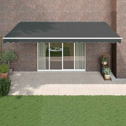 Luifel Uittrekbaar Stof En Aluminium Antracietkleurig Antracietkleurig (Wit Frame)