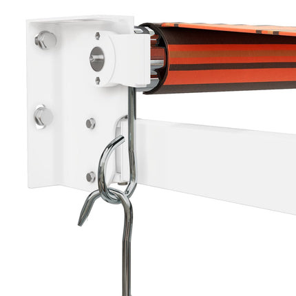Luifel Uittrekbaar 3X2,5 M Stof En Aluminium En Oranje En Bruin (Wit Frame)