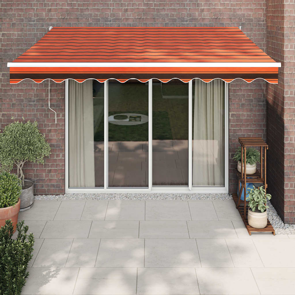 Luifel uittrekbaar 3,5x2,5 m stof en aluminium oranje en bruin