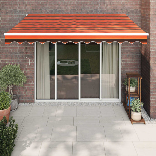 Luifel uittrekbaar 3,5x2,5 m stof en aluminium oranje en bruin
