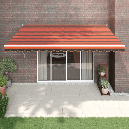 Luifel Uittrekbaar 3X2,5 M Stof En Aluminium En Oranje En Bruin (Wit Frame)