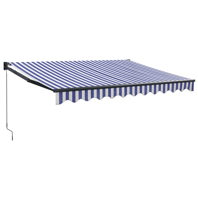 Luifel Uittrekbaar 3X2,5 M Stof En Aluminium En Blauw En Wit (Lijst Antraciet)