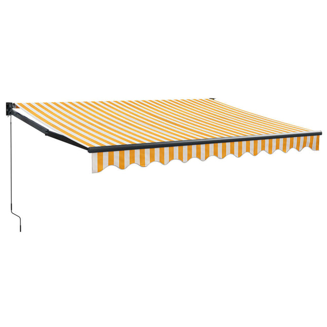 Luifel Uittrekbaar 3X2,5 M Stof En Aluminium En Geel En Wit (Lijst Antraciet)