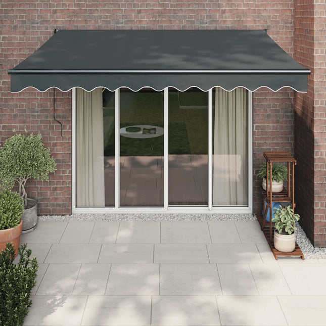 Luifel Uittrekbaar 3,5X2,5 M Stof En Aluminium Antracietkleurig Antraciet (Lijst Antraciet)