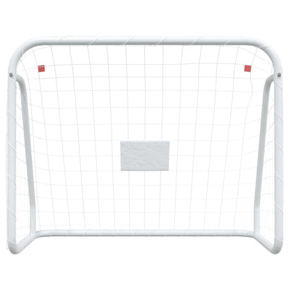 Voetbaldoel met net 125x96x60 cm staal en polyester wit