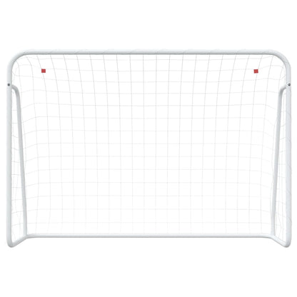 Voetbaldoel met net 214x75x152 cm staal en polyester wit