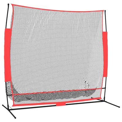 Honkbalnet draagbaar 215x107x216 cm polyester zwart en rood
