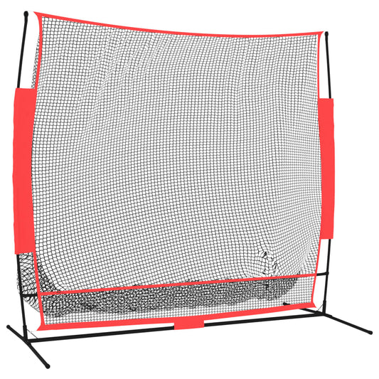 Honkbalnet draagbaar 215x107x216 cm polyester zwart en rood