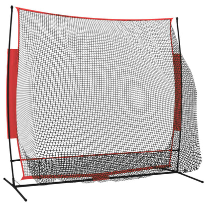 Honkbalnet draagbaar 215x107x216 cm polyester zwart en rood
