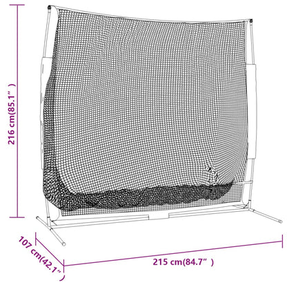 Honkbalnet draagbaar 215x107x216 cm polyester zwart en rood