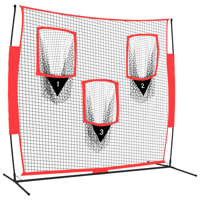 Honkbalnet Draagbaar 183X105X183 Cm Polyester Zwart En Rood Hoogglans Wit