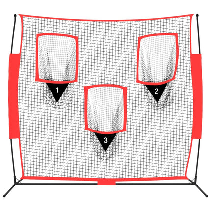 Honkbalnet Draagbaar 183X105X183 Cm Polyester Zwart En Rood Hoogglans Wit