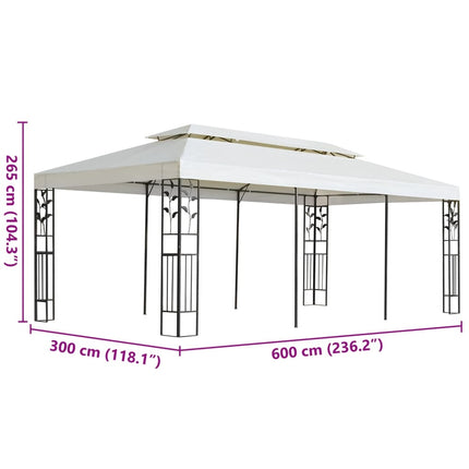Prieel Met Dubbel Dak 6X3 M Wit Grijs