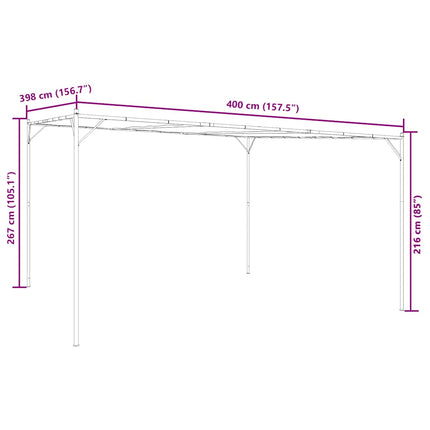 Prieel 4X4 M 180 G/M² Stof En Staal Wit