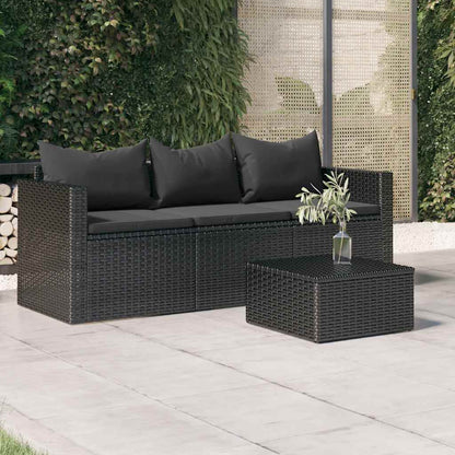 Tuinbank 3-Zits Met Kussens Poly Rattan