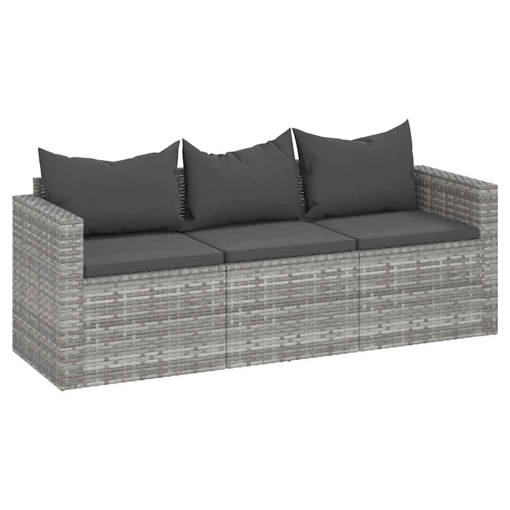 Tuinbank 3-Zits Met Kussens Poly Rattan