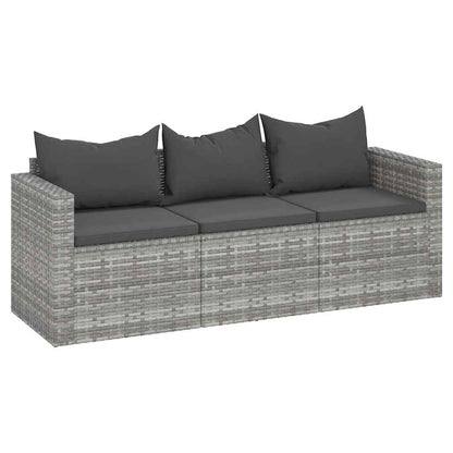 Tuinbank 3-Zits Met Kussens Poly Rattan