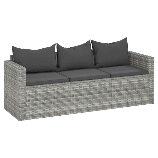Tuinbank 3-Zits Met Kussens Poly Rattan