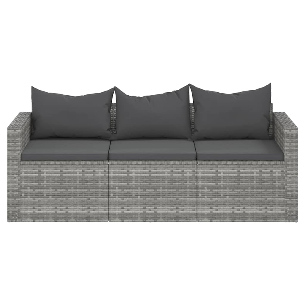 Tuinbank 3-Zits Met Kussens Poly Rattan
