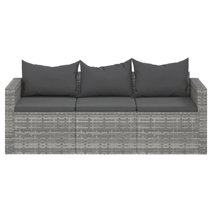 Tuinbank 3-Zits Met Kussens Poly Rattan