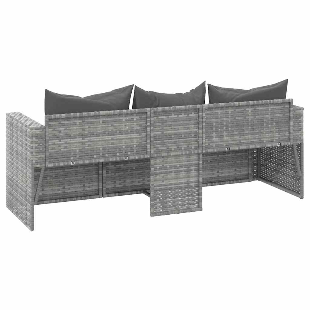 Tuinbank 3-Zits Met Kussens Poly Rattan