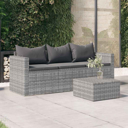 Tuinbank 3-Zits Met Kussens Poly Rattan