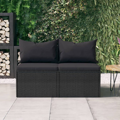 Tuinmiddenbank Met Kussens 2 St Poly Rattan