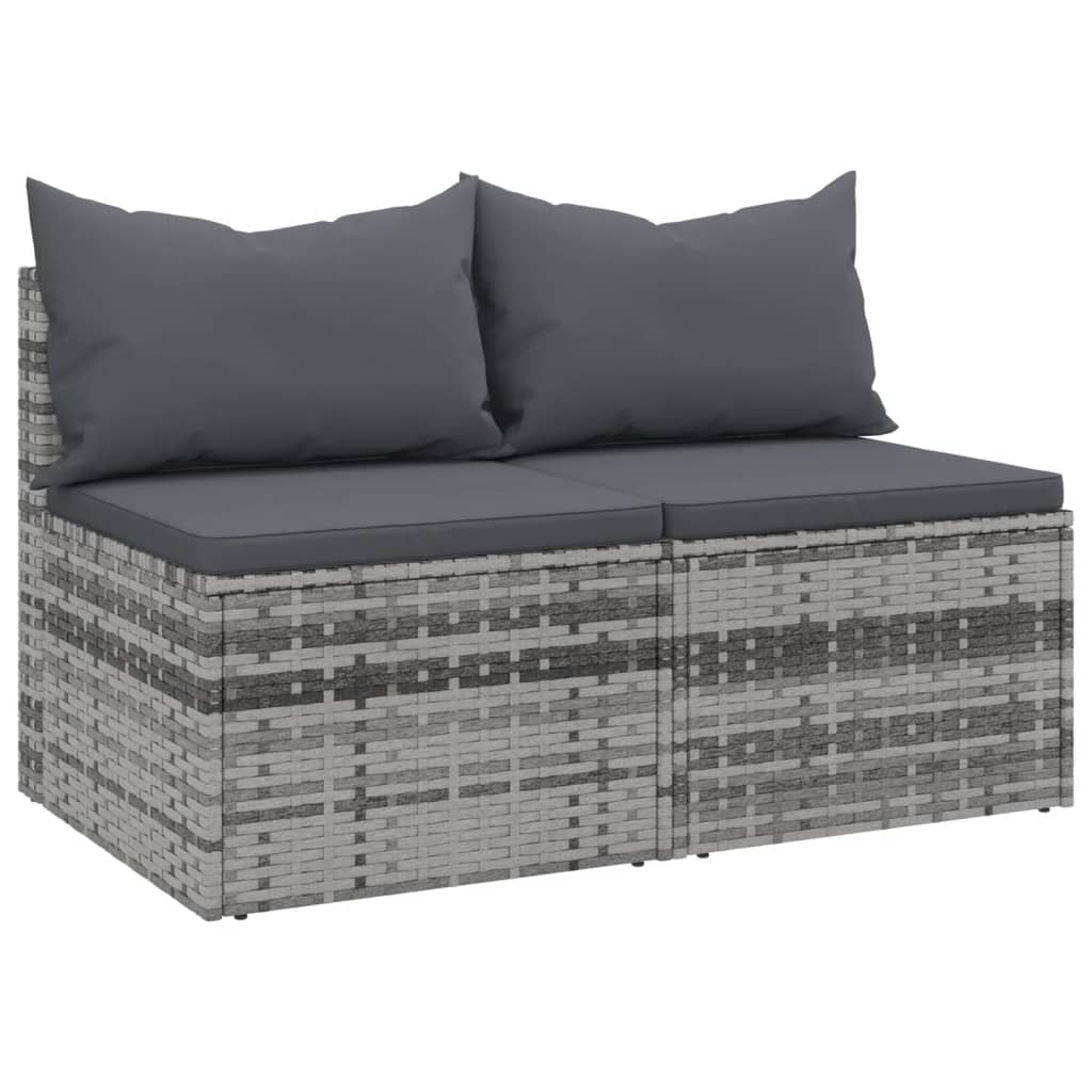Tuinmiddenbank Met Kussens 2 St Poly Rattan