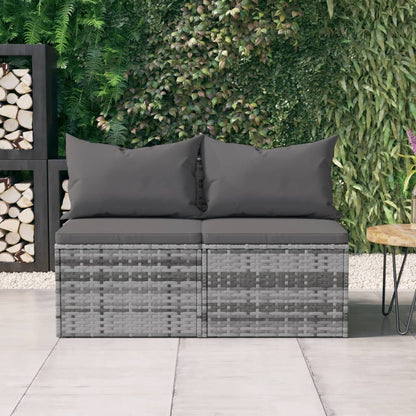 Tuinmiddenbank Met Kussens 2 St Poly Rattan
