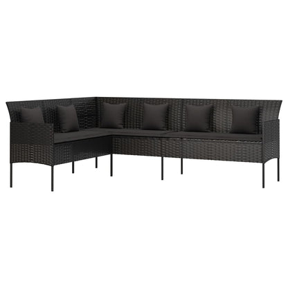 Tuinbank L-Vormig Met Kussens Poly Rattan