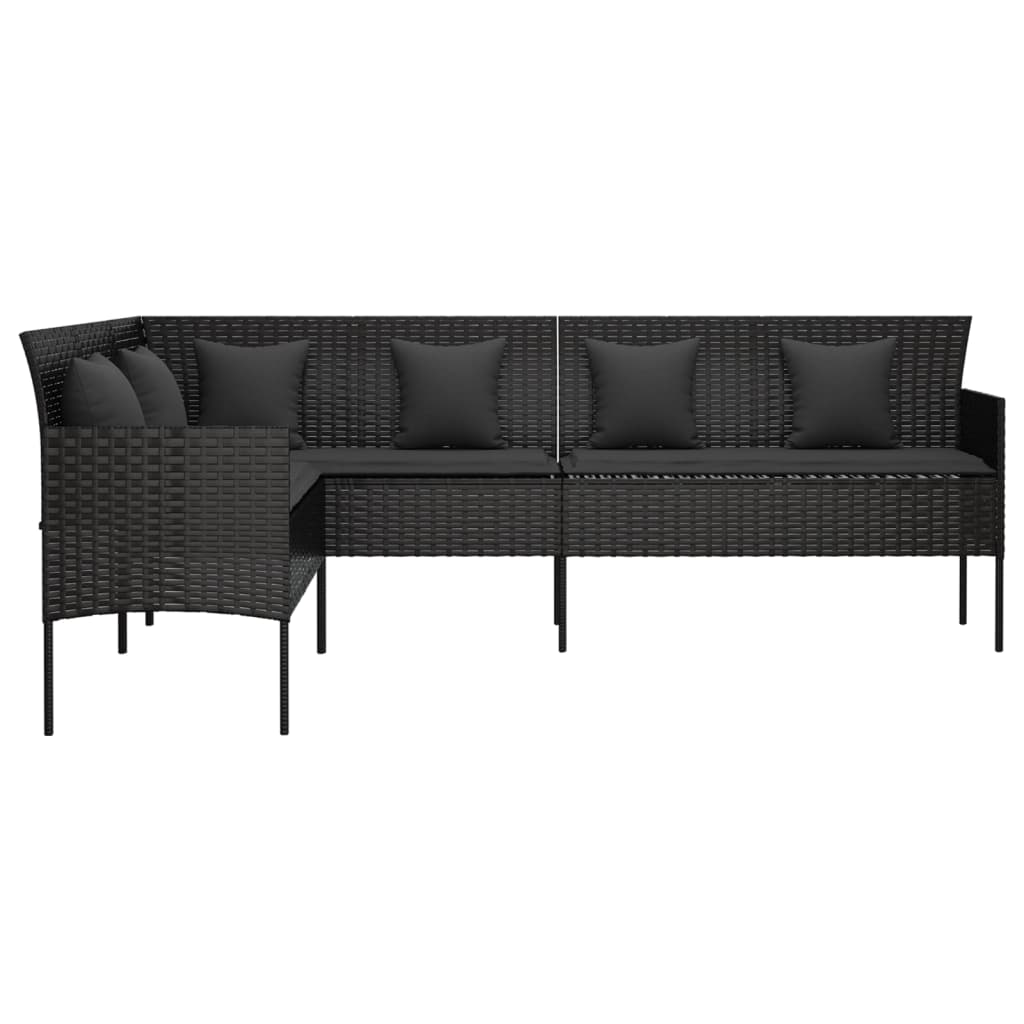 Tuinbank L-Vormig Met Kussens Poly Rattan