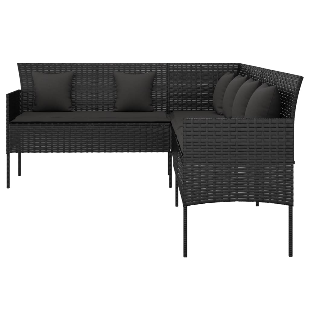 Tuinbank L-Vormig Met Kussens Poly Rattan