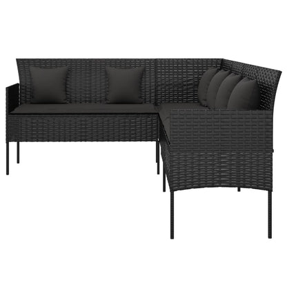 Tuinbank L-Vormig Met Kussens Poly Rattan