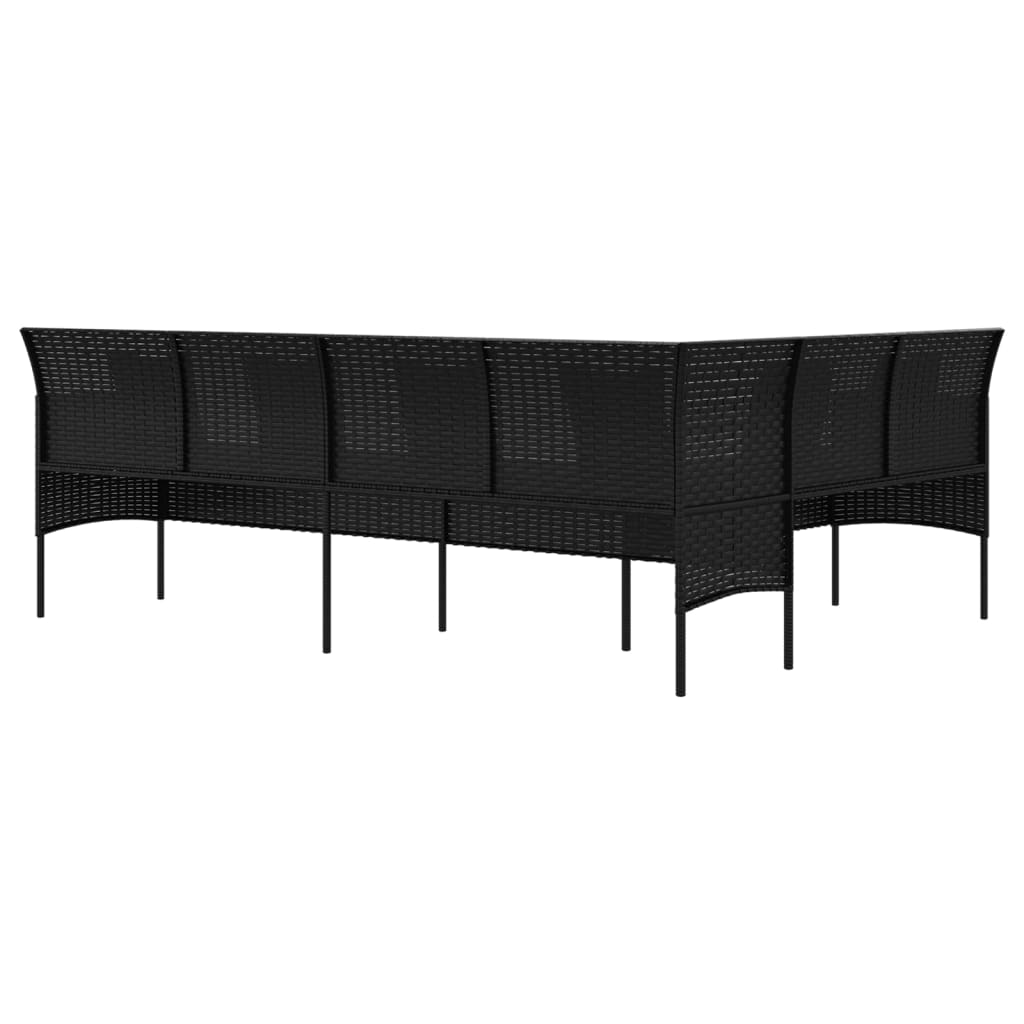Tuinbank L-Vormig Met Kussens Poly Rattan