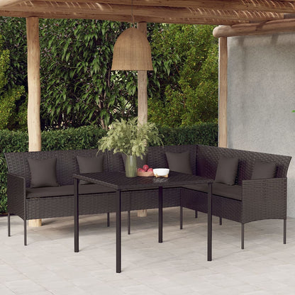Tuinbank L-Vormig Met Kussens Poly Rattan