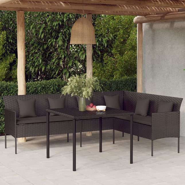 Tuinbank L-Vormig Met Kussens Poly Rattan