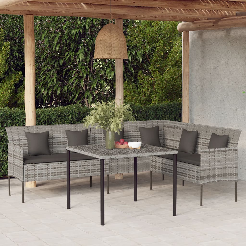 Tuinbank L-Vormig Met Kussens Poly Rattan