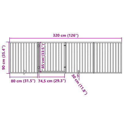 Hondenhek Inklapbaar Met Deur 4 Panelen 320 Cm Populierenhout