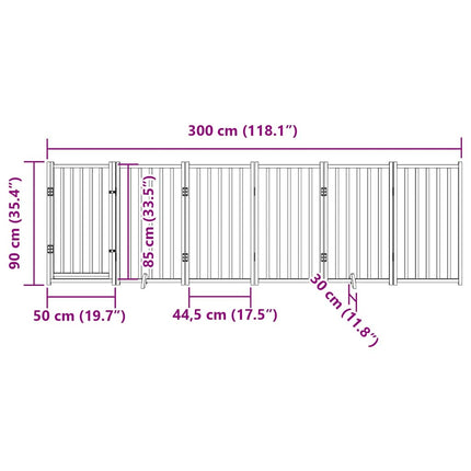 Hondenhek Met Deur Opvouwbaar 6 Panelen 300 Cm Massief Vurenhout