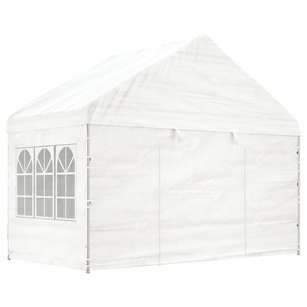 Prieel Met Dak 17,84X4,08X3,22 M Polyetheen Wit