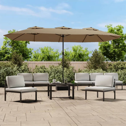 Parasol Dubbel Dak Met Led 449X265 Cm Bordeaux