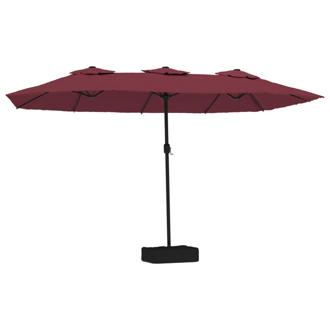 Parasol Dubbel Dak Met Led 449X265 Cm Bordeaux