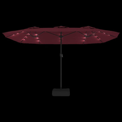 Parasol Dubbel Dak Met Led 449X265 Cm Bordeaux