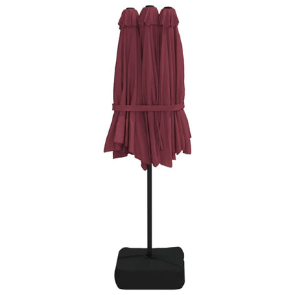 Parasol Dubbel Dak Met Led 449X265 Cm Bordeaux