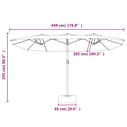 Parasol Dubbel Dak Met Led 449X265 Cm Bordeaux