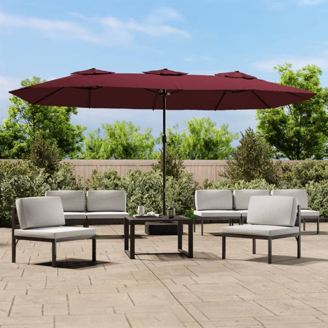 Parasol Dubbel Dak Met Led 449X265 Cm Bordeaux