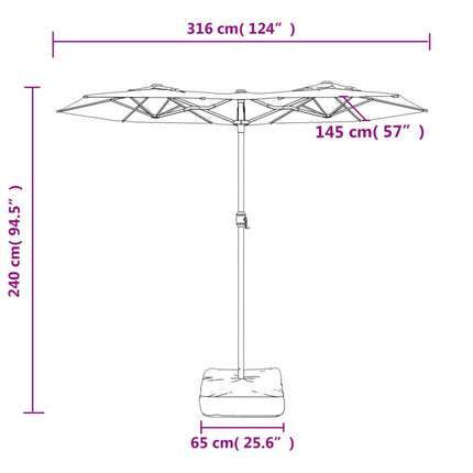 Parasol Dubbel Dak 316X145 Cm Zand
