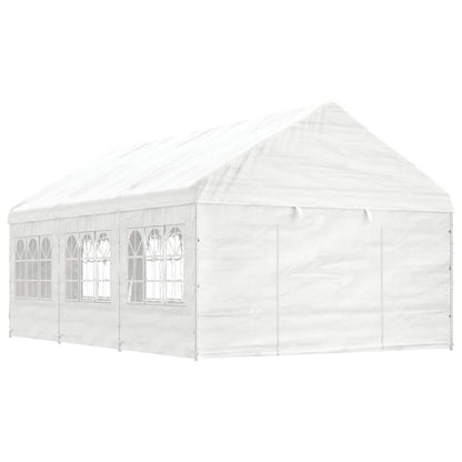 Prieel Met Dak 17,84X4,08X3,22 M Polyetheen Wit