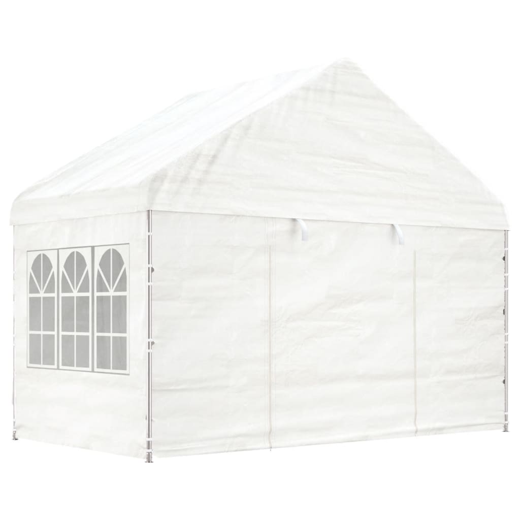 Prieel Met Dak 17,84X4,08X3,22 M Polyetheen Wit