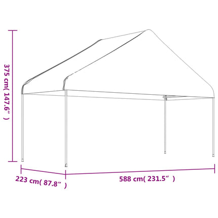 Prieel Met Dak 11,15X5,88X3,75 M Polyetheen Wit